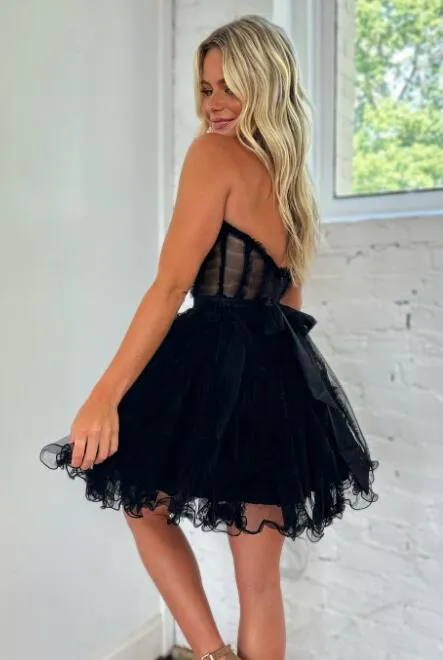 2023 Black Tulle Homecoming Dresses PC1171