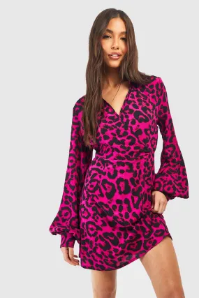 Boohoo Leopard Print Mini Shirtdress, Pink