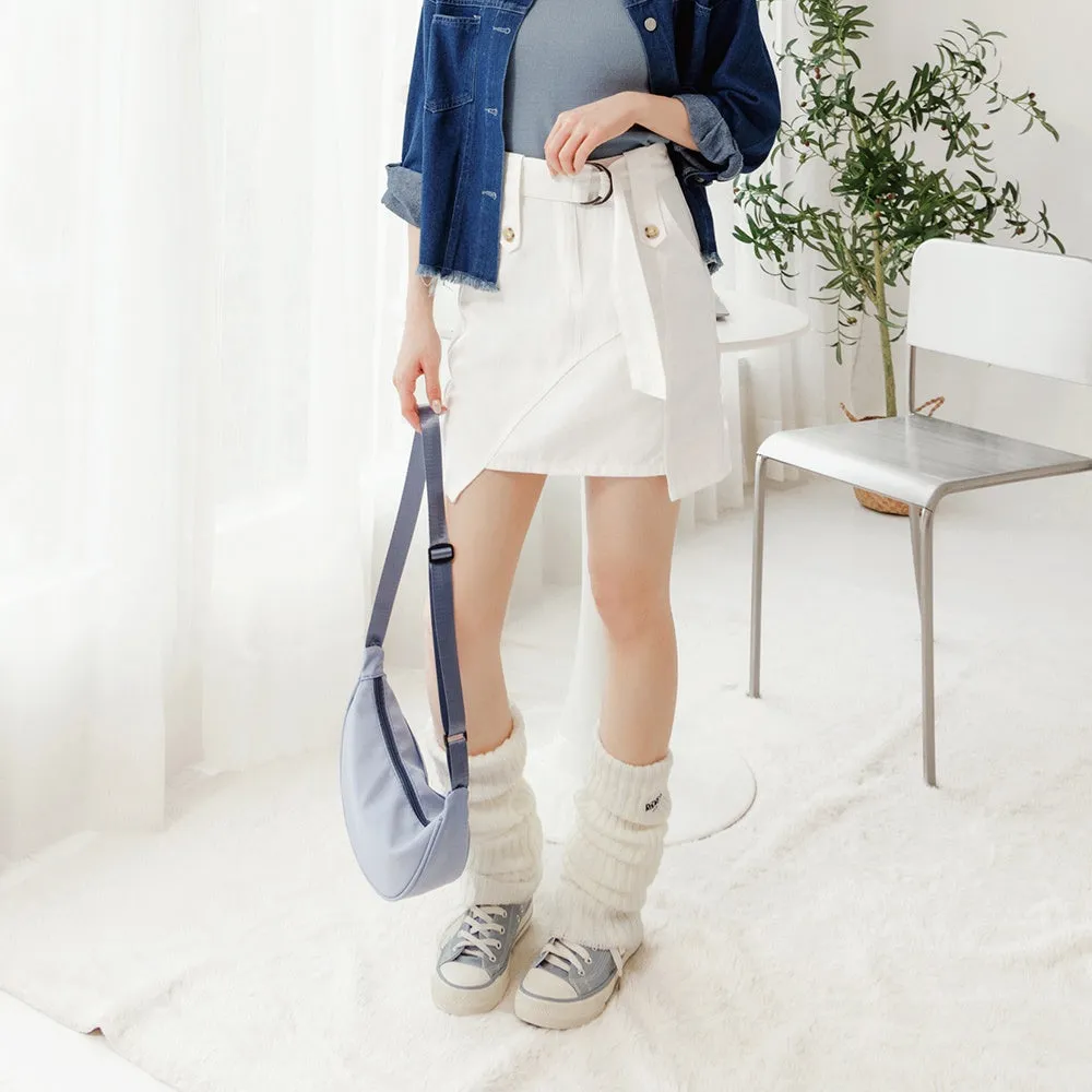 Casual Washed Denim A-Line Belt Short Mini Skirt