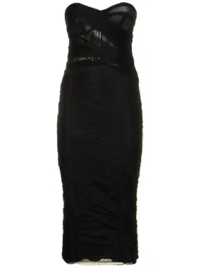 Dolce&amp;Gabbana   Draped tulle strapless midi corset dress 