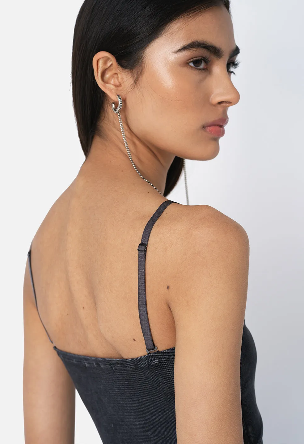 Gemini Rib Twist Dress / Mineral Wash Black