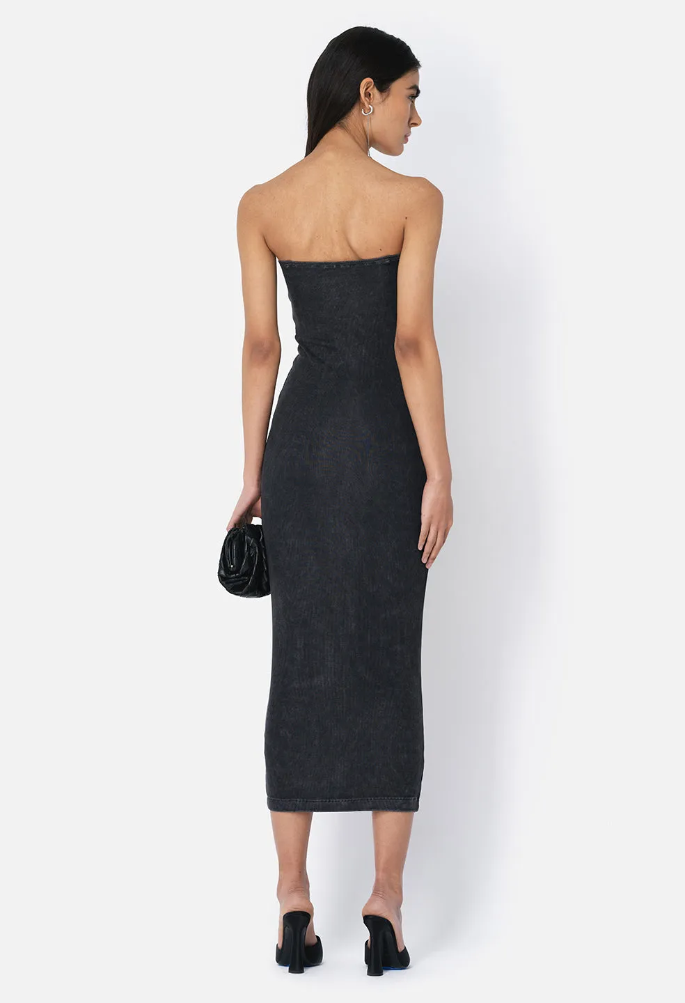 Gemini Rib Twist Dress / Mineral Wash Black