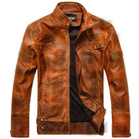 Genuine Biker Waxed Sheep Leather Jacket