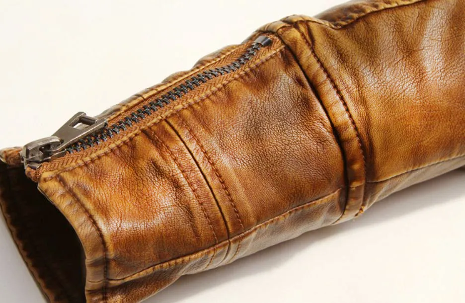 Genuine Biker Waxed Sheep Leather Jacket