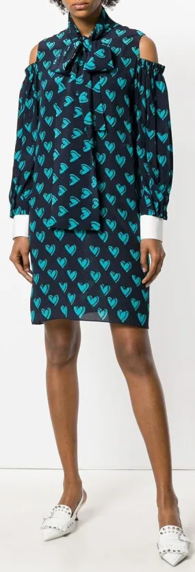 Heart Print Shirt Dress