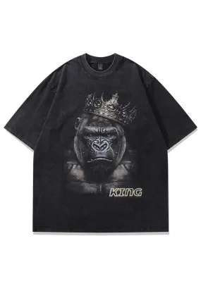 King Kong t-shirt guerilla tee monkey print top vintage grey