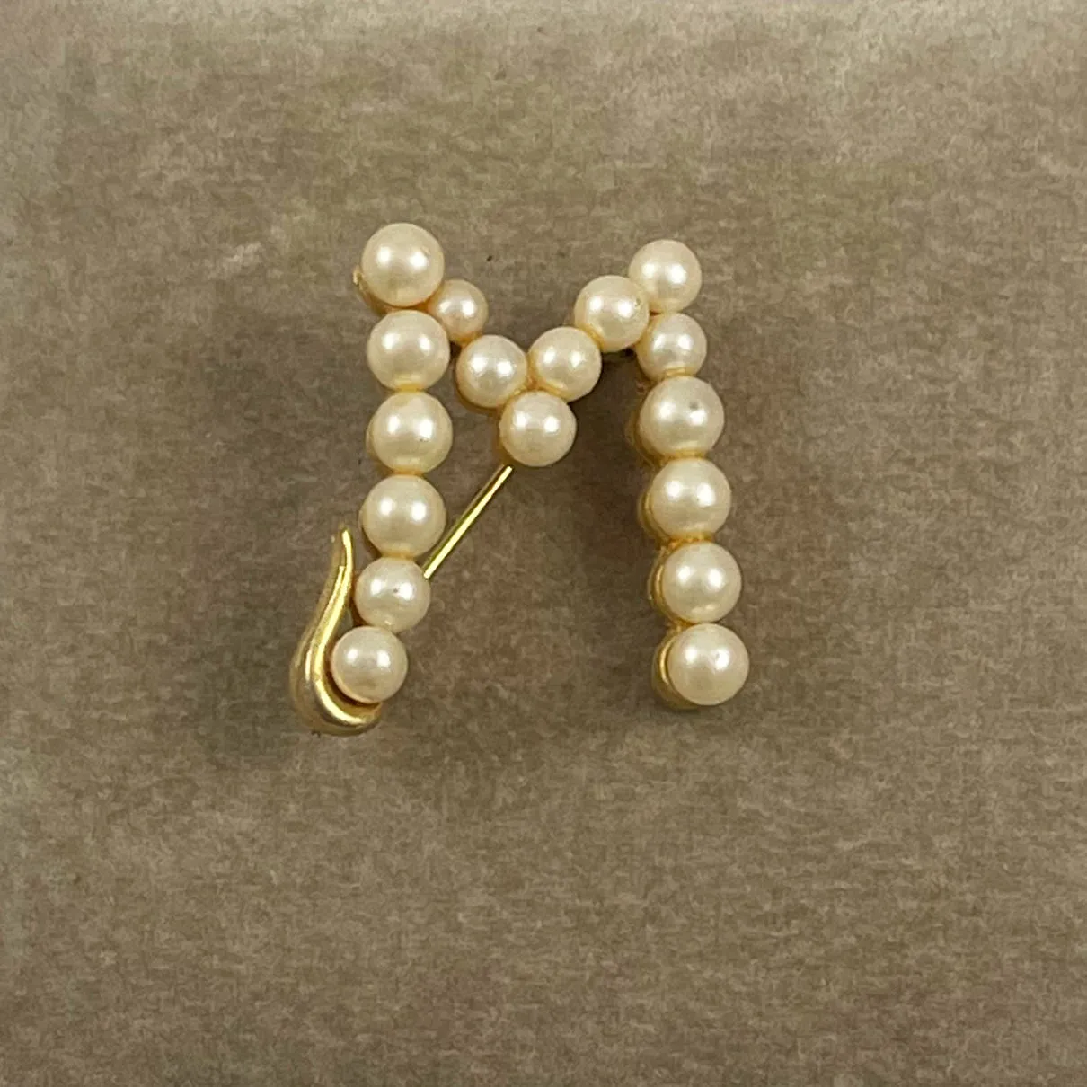Marvella Pearl Initial M Brooch Vintage
