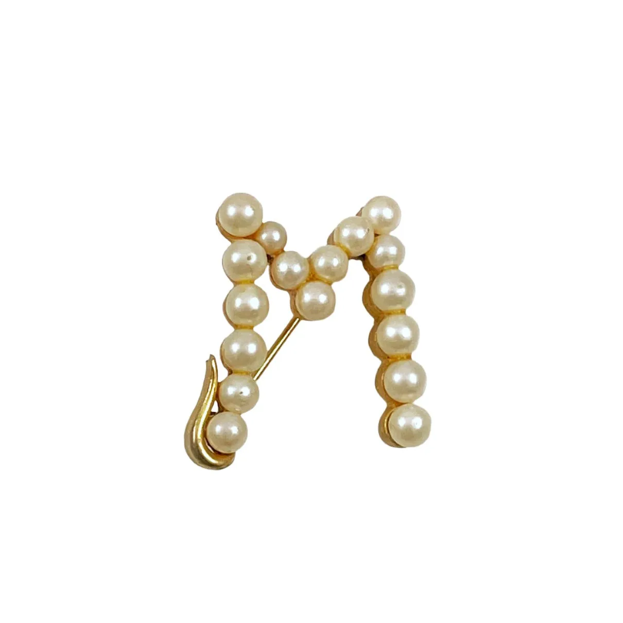 Marvella Pearl Initial M Brooch Vintage