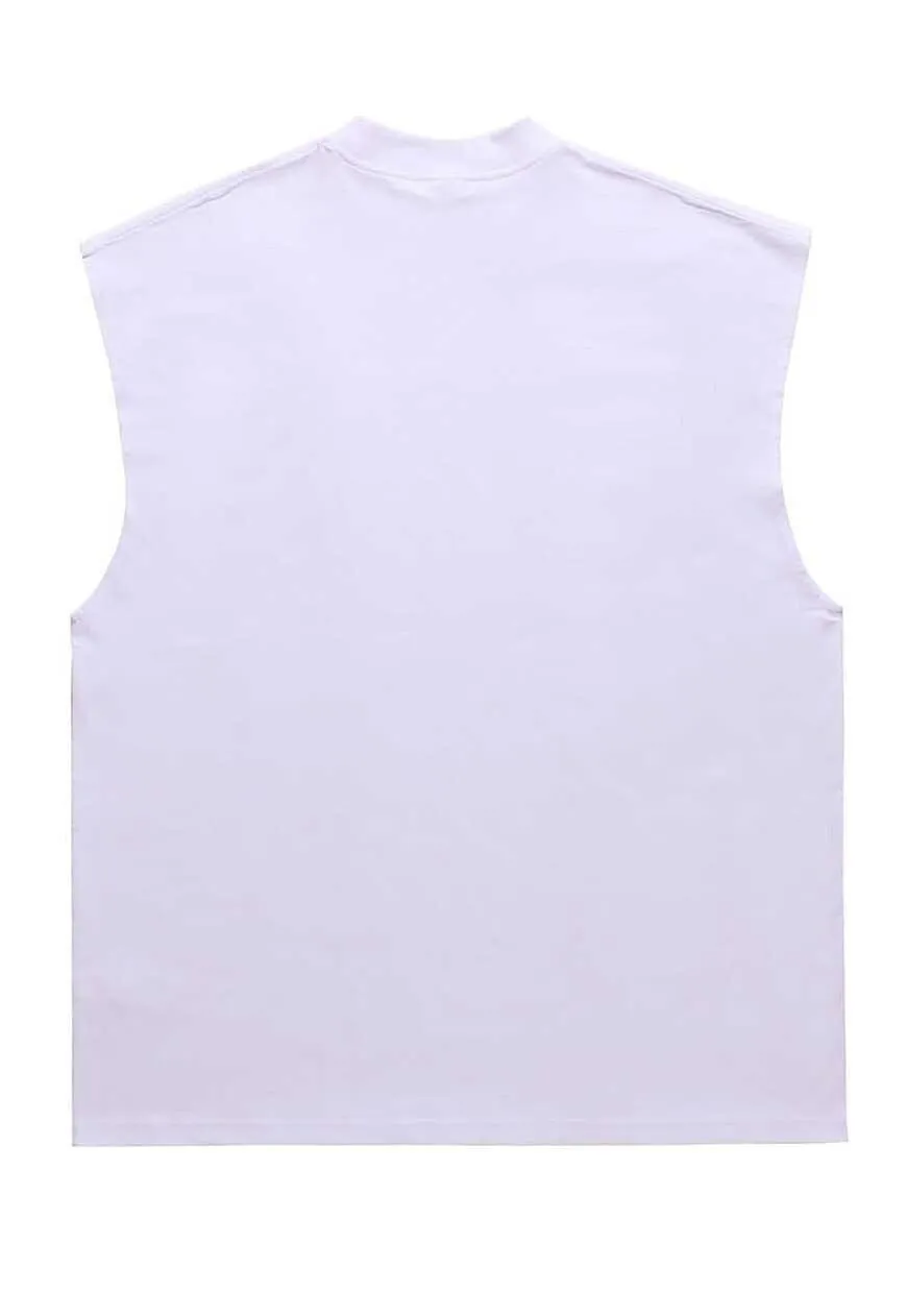 Raver print sleeveless t-shirt retro tank top surfer vest
