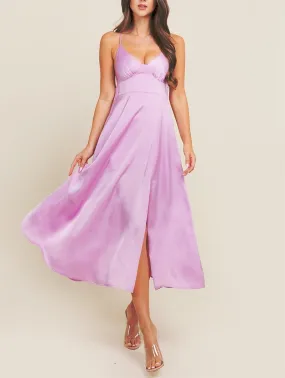 Satin Midi Slit Dress