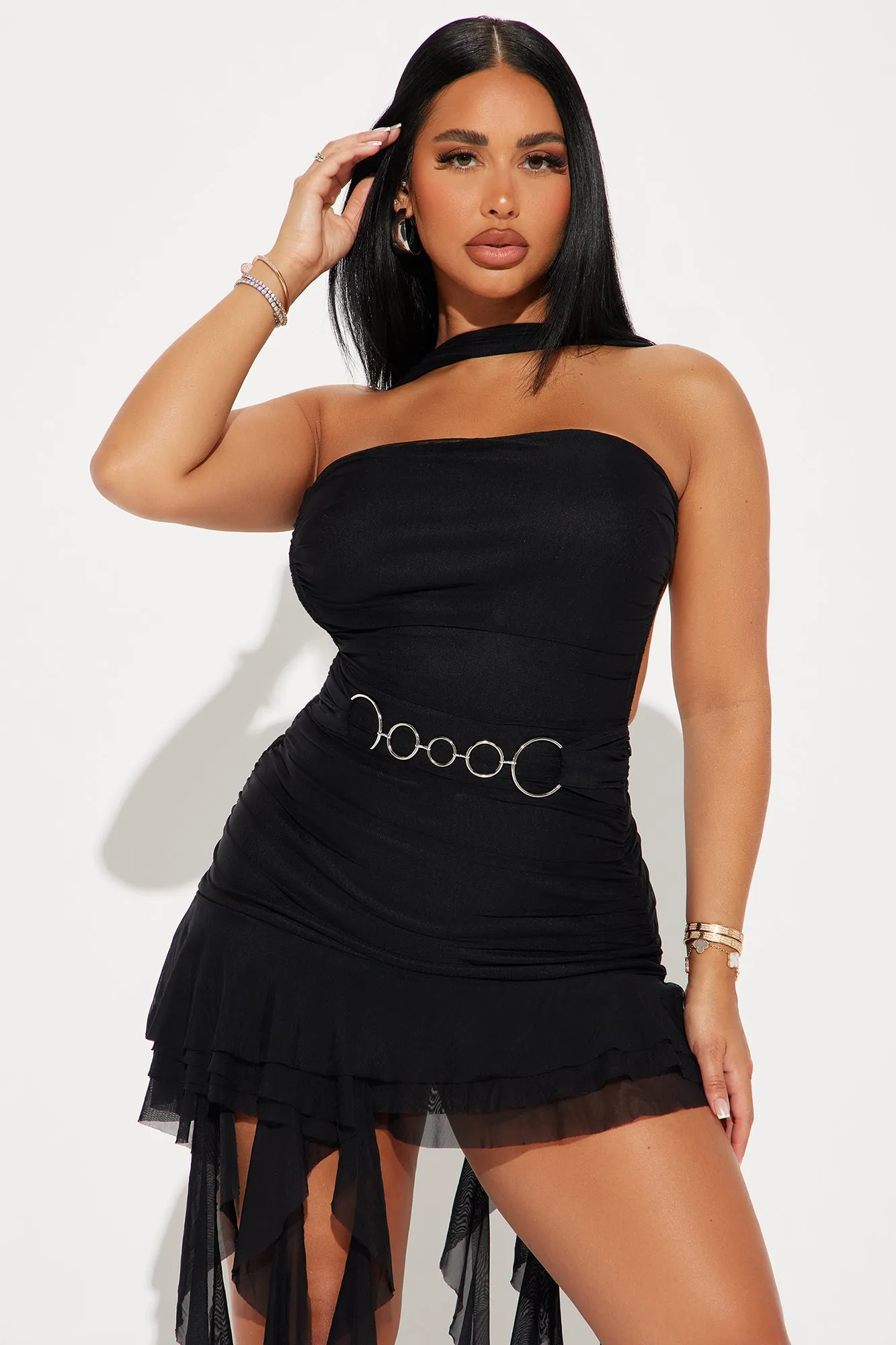 She's A Masterpiece Mesh Mini Dress - Black