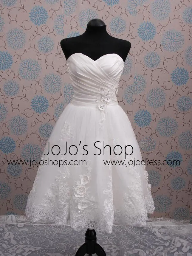 Strapless Short Lace Reception Wedding Dress | DV2047