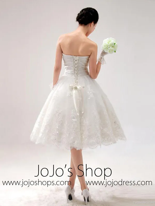 Strapless Short Lace Reception Wedding Dress | DV2047